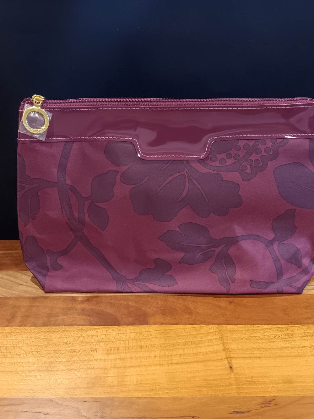 Estee Lauder Plum Floral Cosmetic Pouch